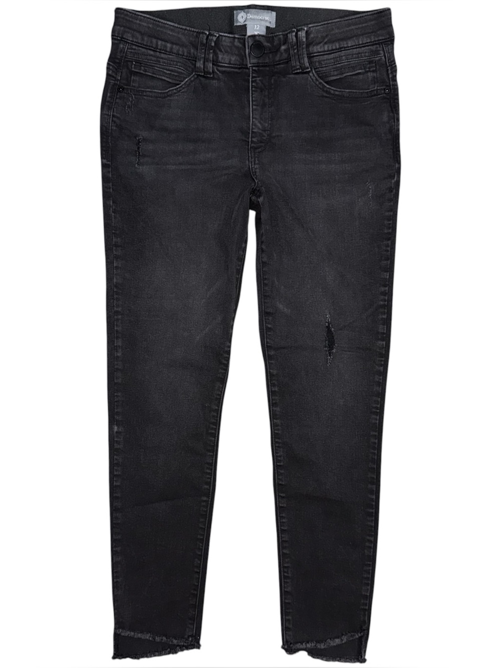 Democracy Ab Technology Skinny Jeans Distressed Black Denim Stretch 12 Slimming